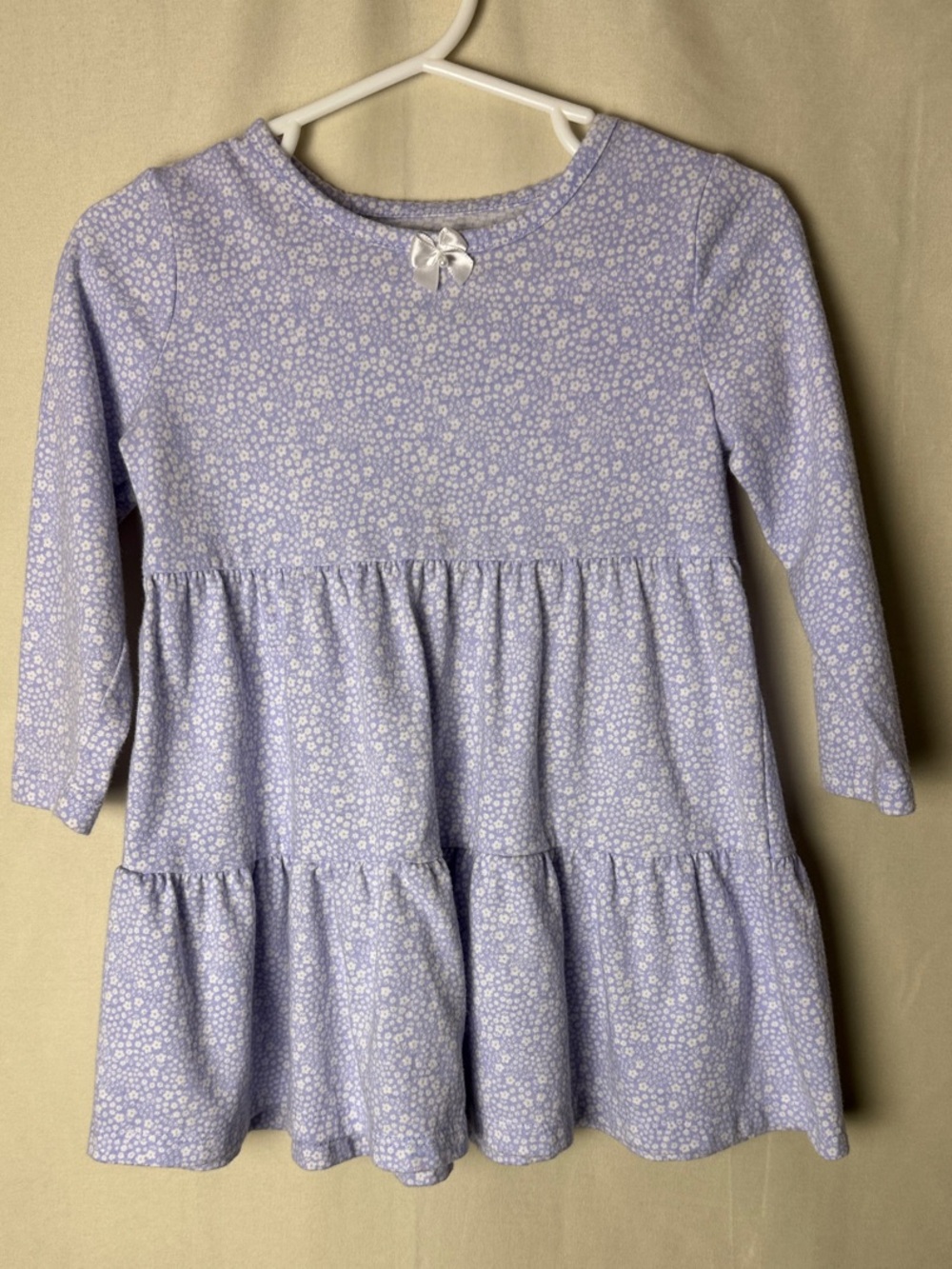 okie dokie Lavender Floral Tiered Dress with Bow